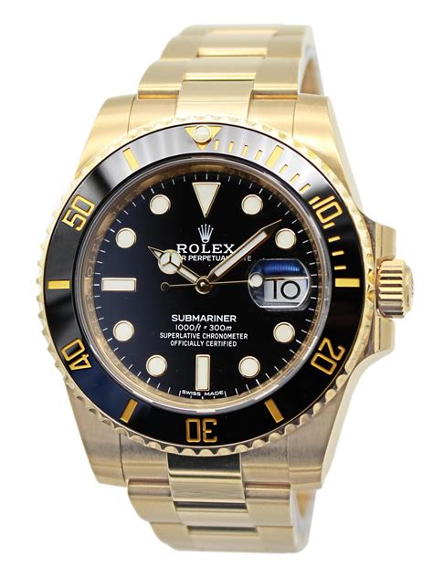 rolex submariner 18k yellow gold black watch|Rolex Submariner white gold price.